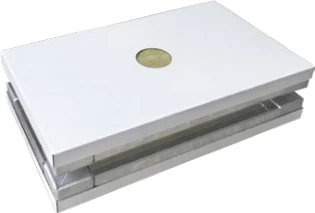 Cutaway illustration of a metal-faced rock wool sandwich panel